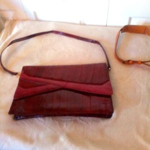 Burgundy Leather Shoulder/Envelope Handbag
